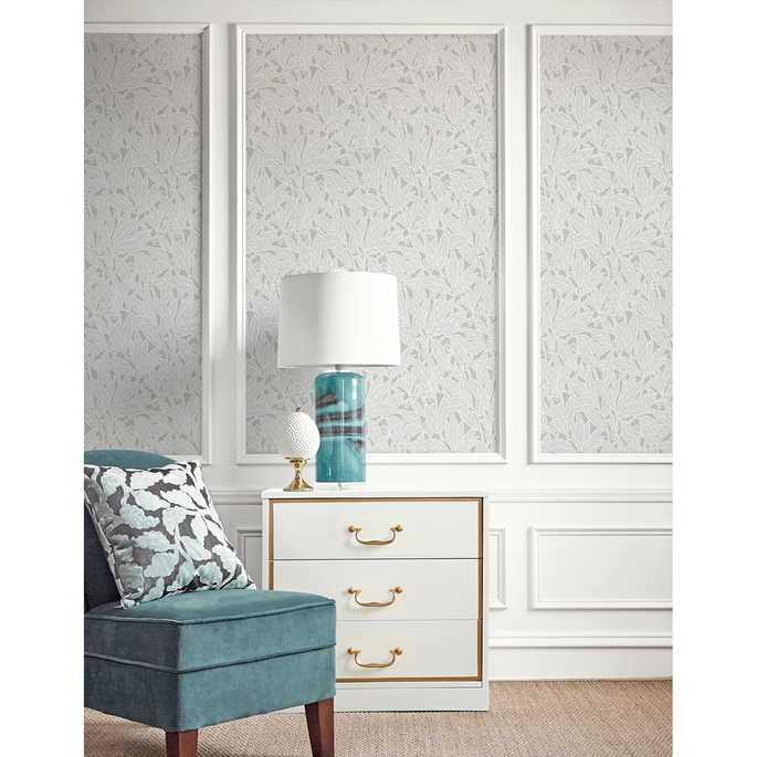 Seabrook Designs Leaf &amp; Berry Daydream Grey Wallpaper image 2 of 3