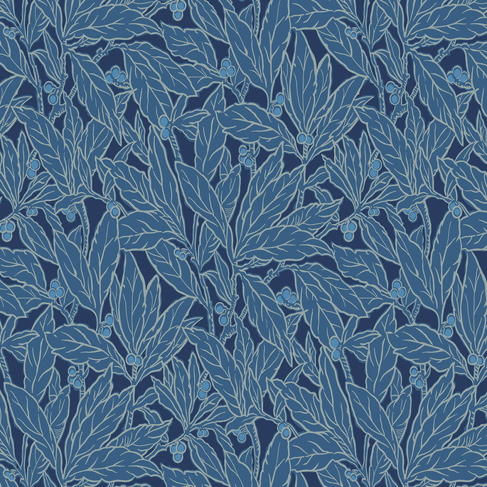 Seabrook Designs Leaf &amp; Berry Marine Blue Wallpaper image 1 of 3