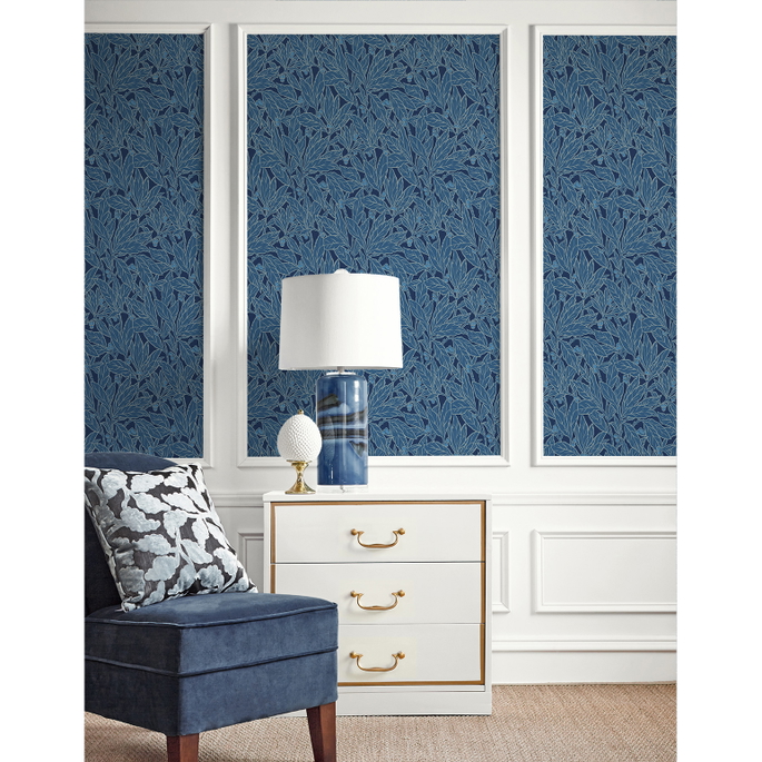 Seabrook Designs Leaf &amp; Berry Marine Blue Wallpaper image 2 of 3