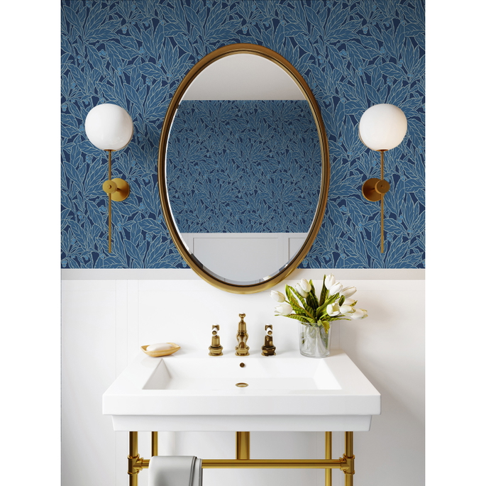 Seabrook Designs Leaf &amp; Berry Marine Blue Wallpaper image 3 of 3