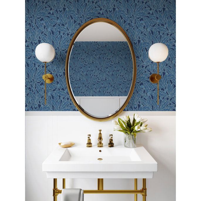 Seabrook Designs Leaf &amp; Berry Marine Blue Wallpaper image 3 of 3