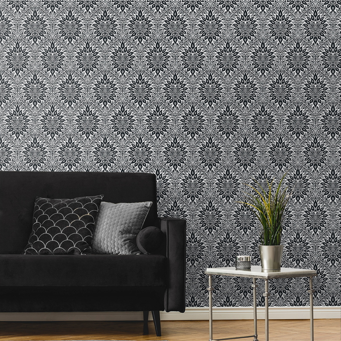Seabrook Designs Luna Ogee Ebony &amp; Argos Grey Wallpaper image 2 of 3