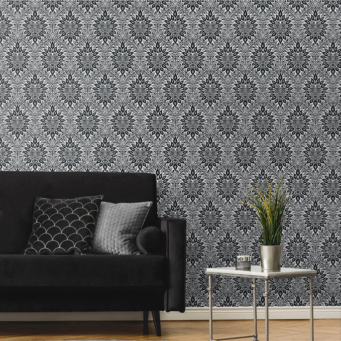 Seabrook Designs Luna Ogee Ebony &amp; Argos Grey Wallpaper image 2 of 3