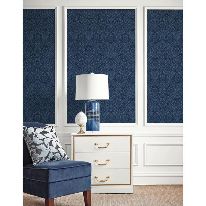 Seabrook Designs Luna Ogee Denim Wallpaper image 2 of 3