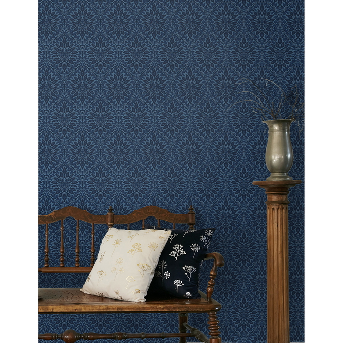 Seabrook Designs Luna Ogee Denim Wallpaper image 3 of 3