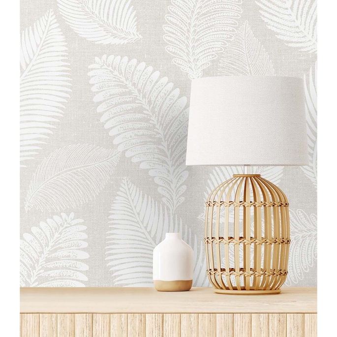 Seabrook Designs Tossed Leaves Cool Linen Wallpaper image 4 of 4