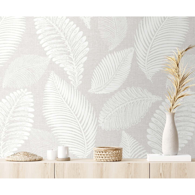 Seabrook Designs Tossed Leaves Dove Greige Wallpaper image 4 of 4