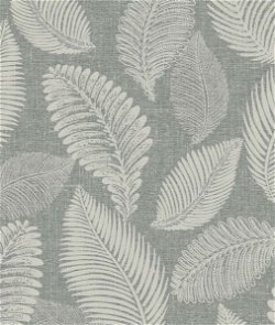 Seabrook Designs Tossed Leaves Charcoal Linen Wallpaper