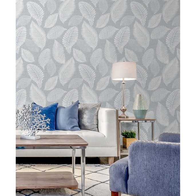 Seabrook Designs Tossed Leaves Ice Wallpaper image 2 of 5