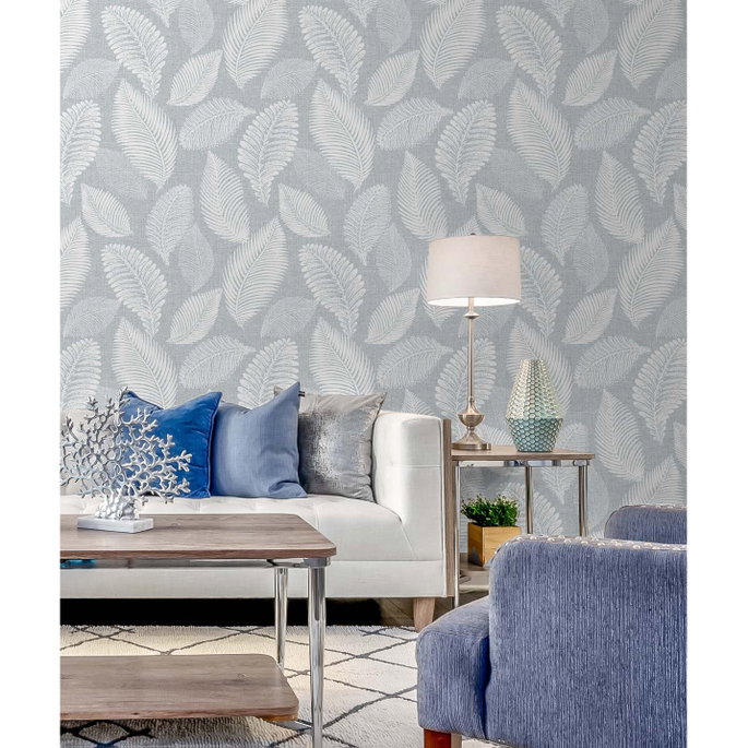 Seabrook Designs Tossed Leaves Ice Wallpaper image 2 of 5