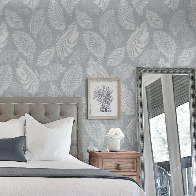 Seabrook Designs Tossed Leaves Ice Wallpaper image 3 of 5