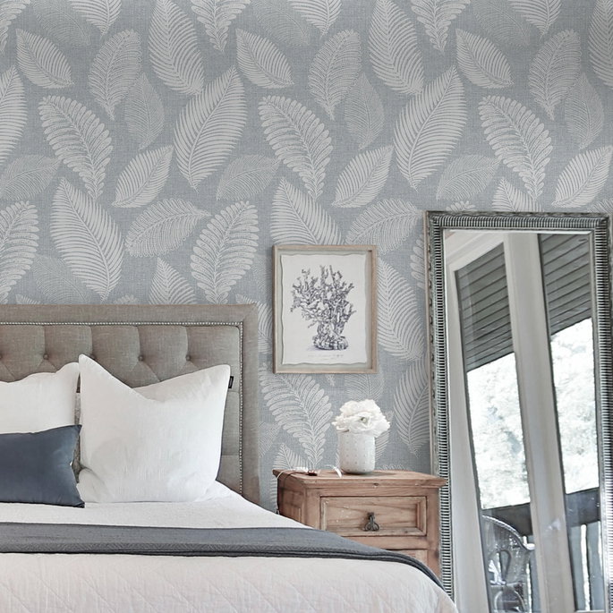 Seabrook Designs Tossed Leaves Ice Wallpaper image 3 of 5