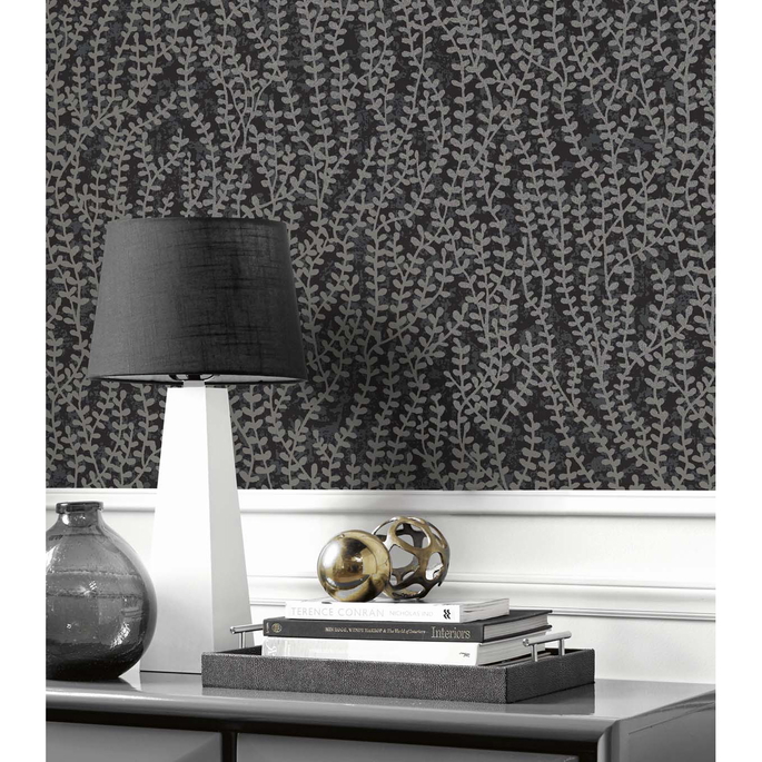 Seabrook Designs Seaweed Beaded Branches Silver Glass Wallpaper image 3 of 3