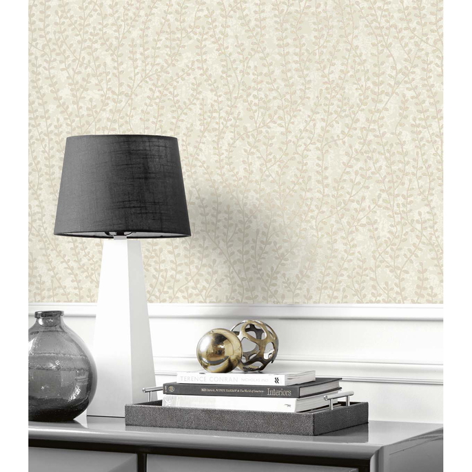 Seabrook Designs Seaweed Beaded Branches Off White Satin Wallpaper image 3 of 3