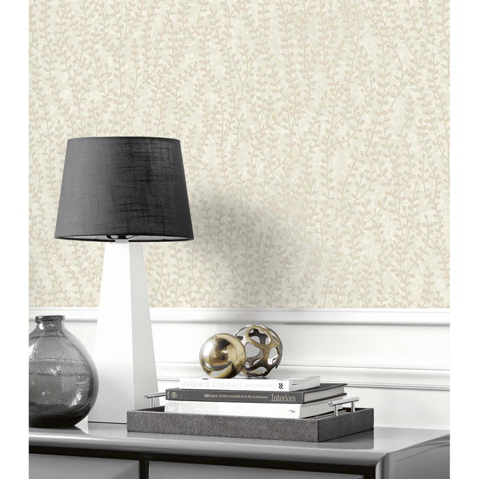 Seabrook Designs Seaweed Beaded Branches Off White Satin Wallpaper image 3 of 3
