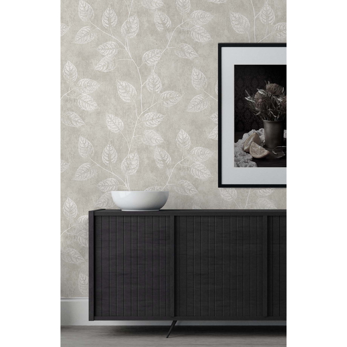 Seabrook Designs Branch Trail Silhouette Grey Taupe Wallpaper image 3 of 3