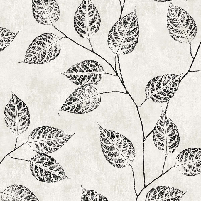 Seabrook Designs Branch Trail Silhouette Black &amp; White Wallpaper image 1 of 3