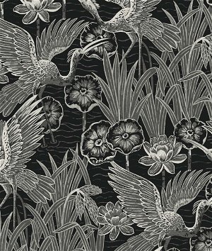 Seabrook Designs Marsh Cranes Midnight Wallpaper