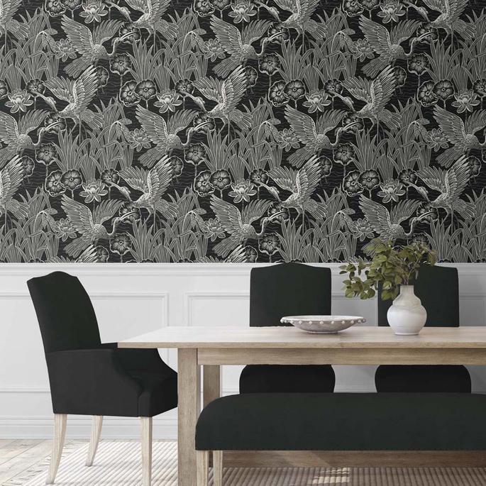 Seabrook Designs Marsh Cranes Midnight Wallpaper image 2 of 5