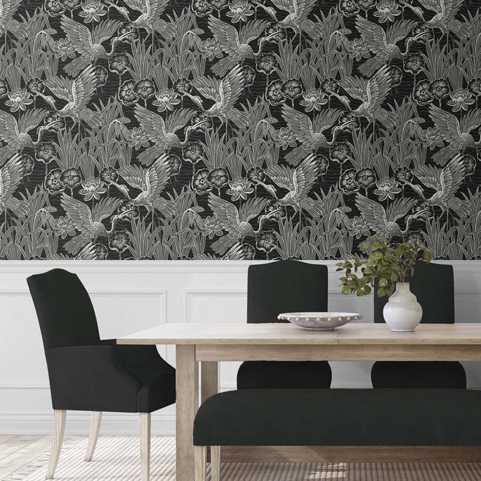Seabrook Designs Marsh Cranes Midnight Wallpaper image 2 of 5
