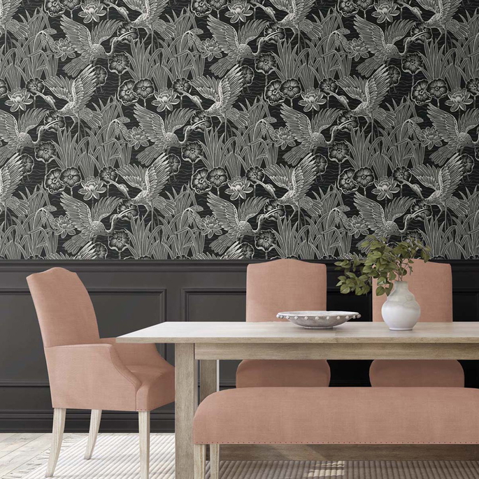 Seabrook Designs Marsh Cranes Midnight Wallpaper image 3 of 5
