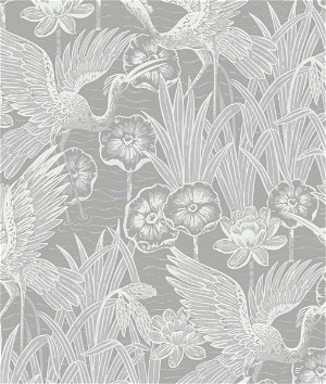 Seabrook Designs Marsh Cranes Anew Grey Wallpaper
