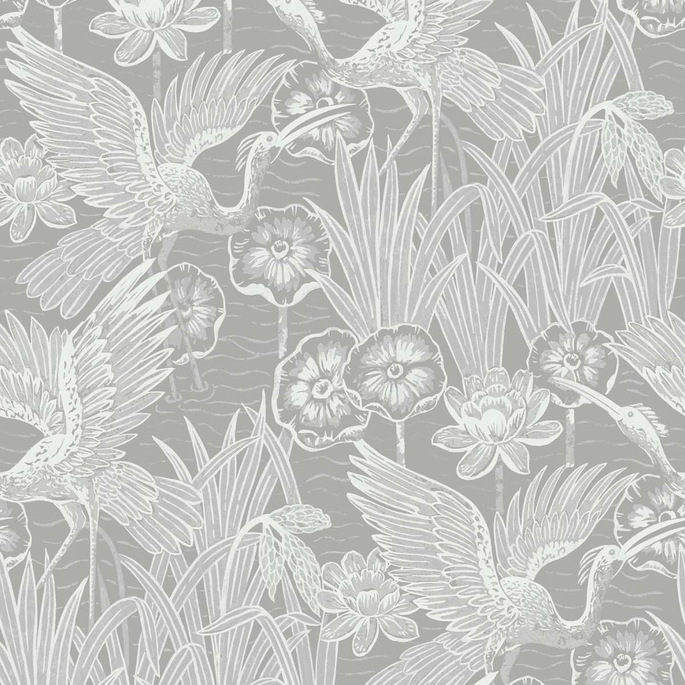 Seabrook Designs Marsh Cranes Anew Grey Wallpaper image 1 of 4