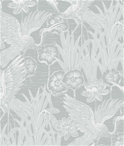 Seabrook Designs Marsh Cranes Mist Wallpaper