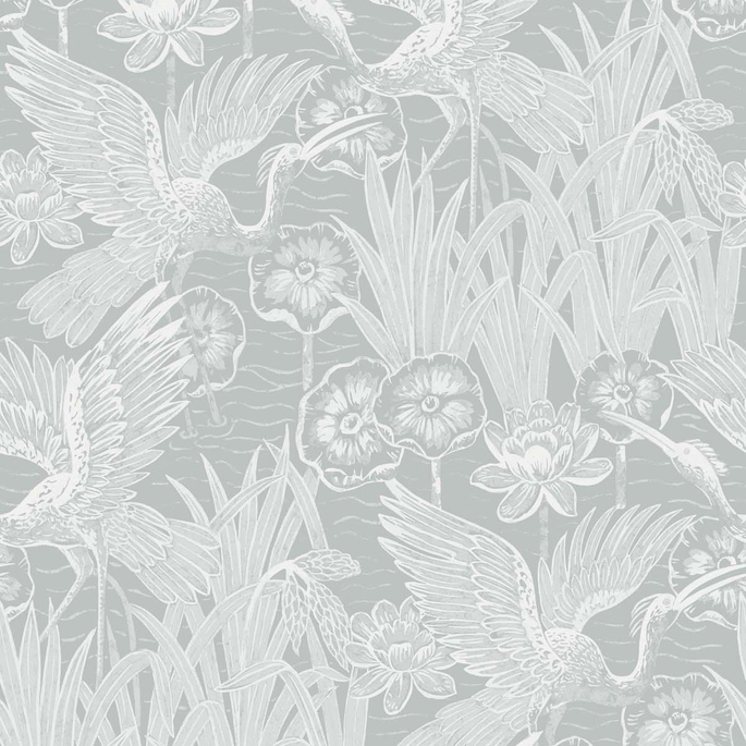 Seabrook Designs Marsh Cranes Mist Wallpaper image 1 of 4