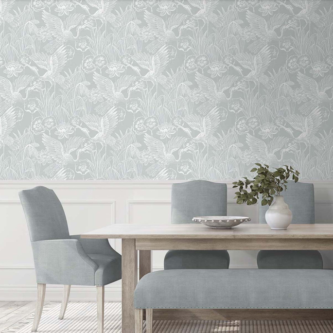 Seabrook Designs Marsh Cranes Mist Wallpaper image 2 of 4