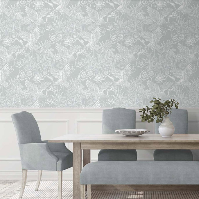 Seabrook Designs Marsh Cranes Mist Wallpaper image 2 of 4