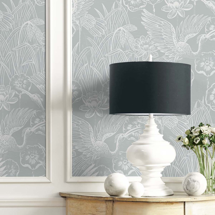 Seabrook Designs Marsh Cranes Mist Wallpaper image 3 of 4