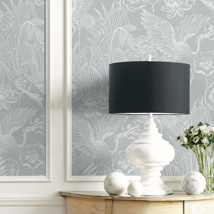 Seabrook Designs Marsh Cranes Mist Wallpaper image 3 of 4