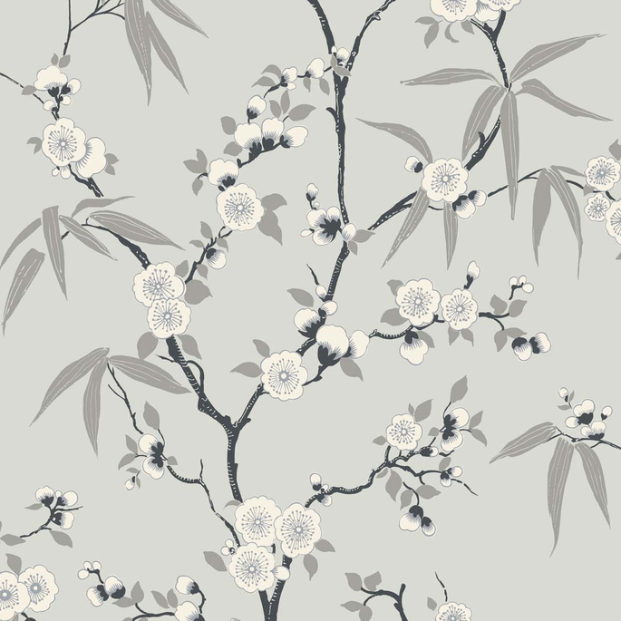 Seabrook Designs Floral Blossom Trail Stormy Wallpaper image 1 of 4