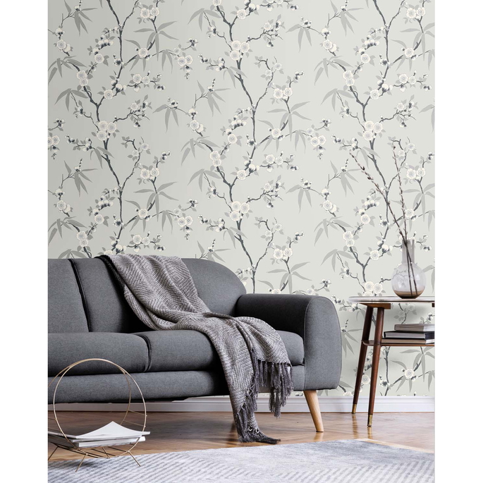 Seabrook Designs Floral Blossom Trail Stormy Wallpaper image 2 of 4