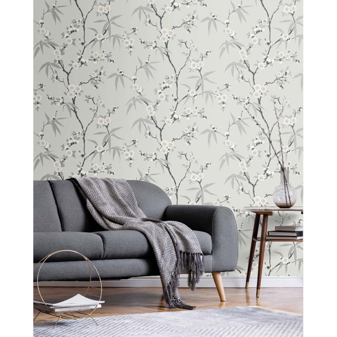 Seabrook Designs Floral Blossom Trail Stormy Wallpaper image 2 of 4
