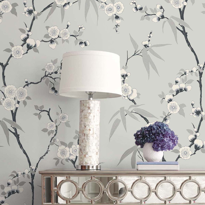 Seabrook Designs Floral Blossom Trail Stormy Wallpaper image 3 of 4