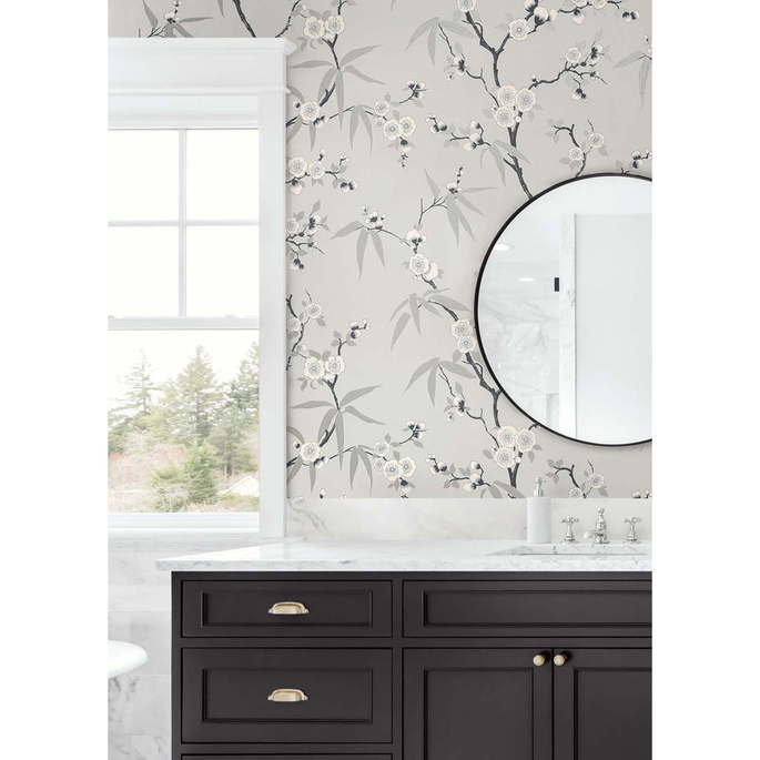 Seabrook Designs Floral Blossom Trail Stormy Wallpaper image 4 of 4