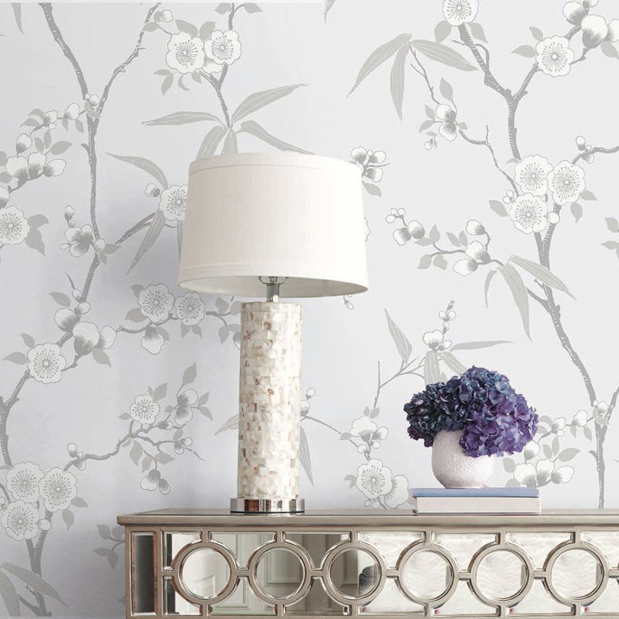 Seabrook Designs Floral Blossom Trail Soft Grey Wallpaper image 2 of 4
