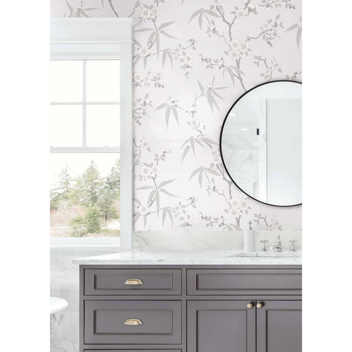 Seabrook Designs Floral Blossom Trail Soft Grey Wallpaper image 4 of 4