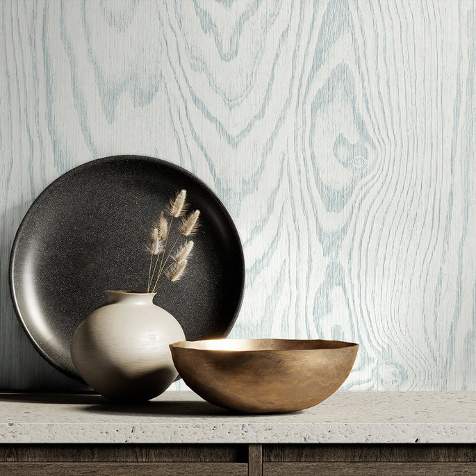 Seabrook Designs Kyoto Faux Woodgrain Soft Blue Wallpaper image 2 of 2