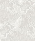 Seabrook Designs White Heron Floral Heron Neutral Wallpaper