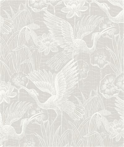 Seabrook Designs White Heron Floral Heron Neutral Wallpaper