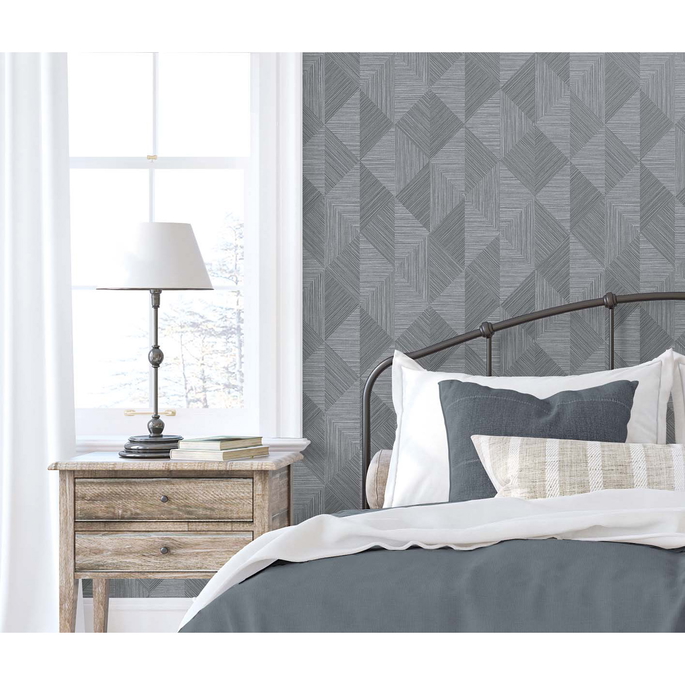 Seabrook Designs Diamond Inlay Charcoal Grass Wallpaper image 2 of 3