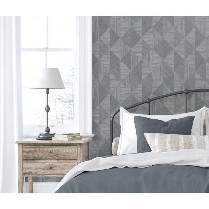 Seabrook Designs Diamond Inlay Charcoal Grass Wallpaper image 2 of 3
