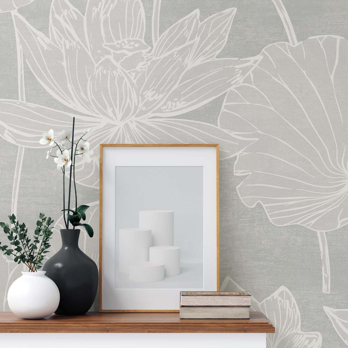 Seabrook Designs Water Lilies Shadow Wallpaper image 3 of 3