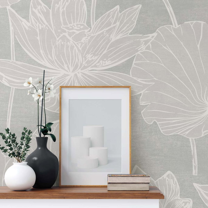 Seabrook Designs Water Lilies Shadow Wallpaper image 3 of 3