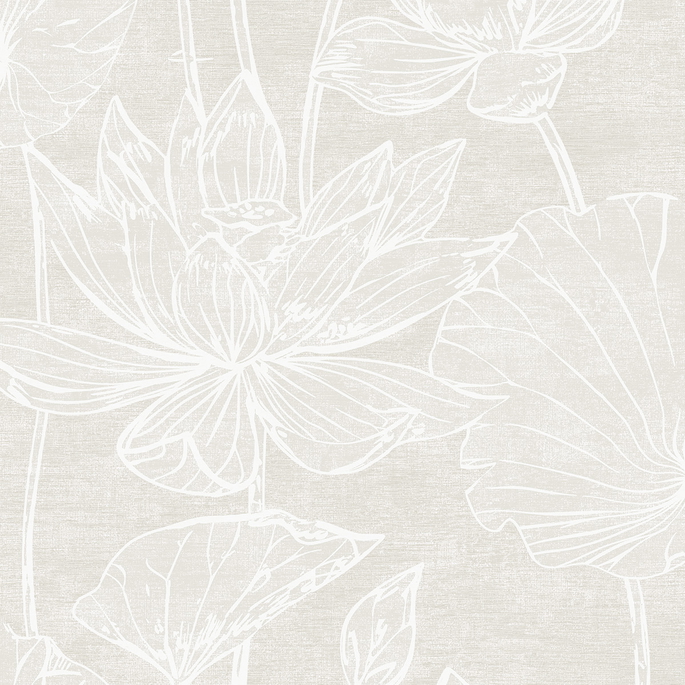Seabrook Designs Water Lilies Antique Pearl Wallpaper image 1 of 3