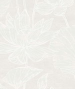 Seabrook Designs Water Lilies White Pearl Wallpaper