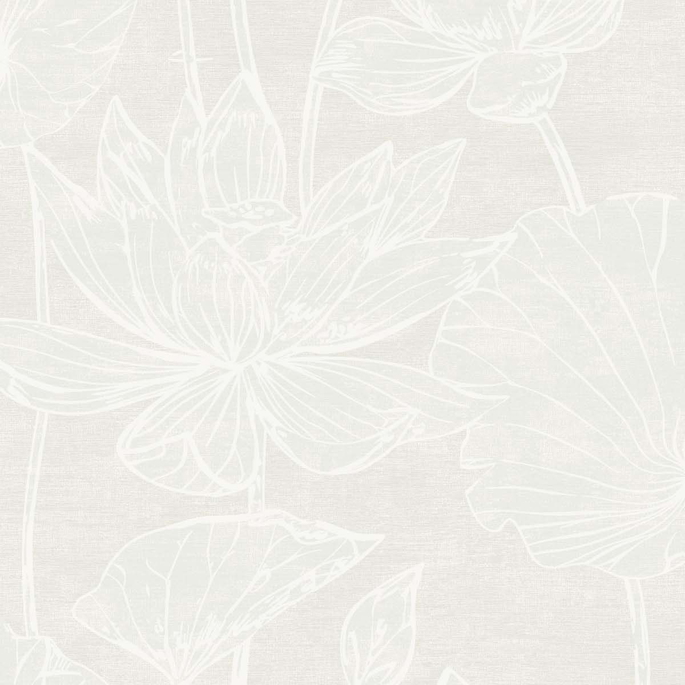 Seabrook Designs Water Lilies White Pearl Wallpaper image 1 of 3